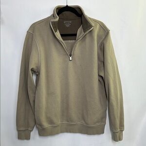Arrow Tan Zip Up Sweater Classic Style 1/4 taupe relaxed fit sweatshirt sage